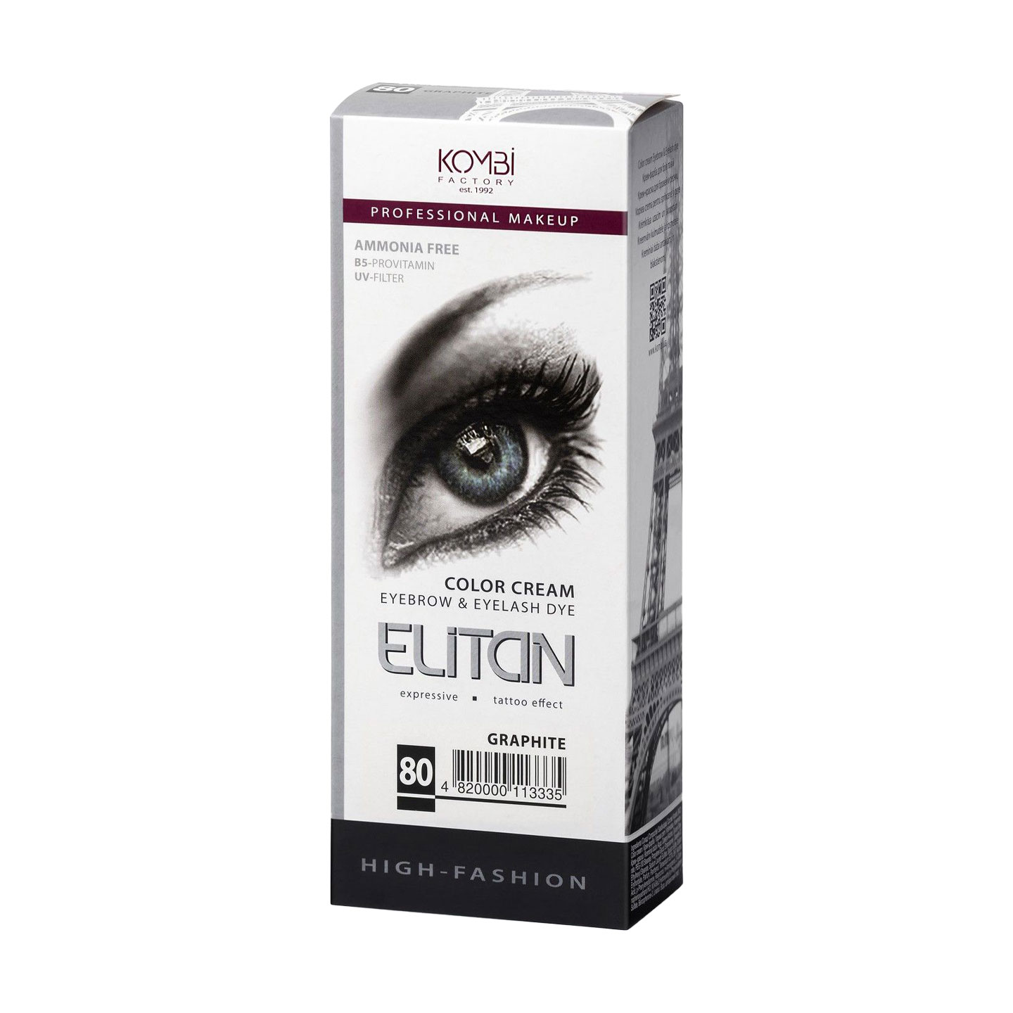 Крем-фарба для брів та вій Elitan Color Cream Eyebrows &amp; Eyelashes 80 Графіт, 100 мл